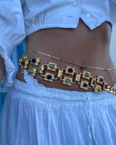 Trendy Accessories 2023, Aesthetic Belts, Dope Jewelry Accessories, Statement Belt, Belly Chain, Funky Jewelry, Stacked Jewelry