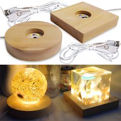 PRICES MAY VARY. 【PACKAGE INCLUED】: 2 Pieces wooden LED display bases(3.94*3.94*0.8inch/10*10*2cm),both with a USB plug with a on-off switch(Approx.1.5m/59inch length).Easy to operate and control,very suitable for your needs in daily life. 【DURABLE MATERIAL】: Wooden light base stands are made of premium wooden material, the wood grain is clear and natural, and the finely polished edges are round and smooth, which looks elegant and generous, more durable and effective. 【ENERGY-SAVING AND CONVENIE Glass Resin Art, Different Home Decor Styles, Display Pedestal, Displaying Crystals, Wooden Light, Epoxy Resin Crafts, Desktop Decor, 3d Laser, Wooden Lamp