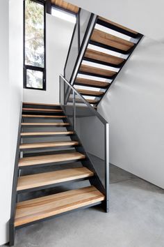 the stairs are made from metal and wood