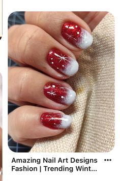 Red Christmas Nails, Cute Christmas Nails, Christmas Gel Nails, Glitter Gel Nails, Christmas Nail Art Designs, Christmas Nails Acrylic, Festival Nails, Dipped Nails