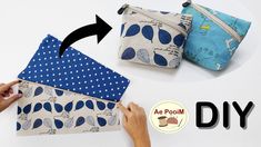 two zippered pouches are shown with the instructions for how to sew them