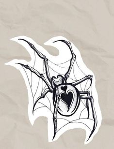 a drawing of a spider with a heart on it's back