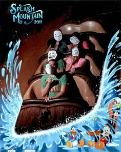 an advertisement for the splash mountain theme park in 2011, with cartoon characters on it