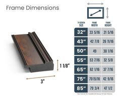 the frame dimensionss are shown with measurements for each piece of wood, including height and width