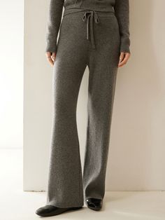 Women's 100% Cashmere Wide Leg Pants Autumn Winter Office Lady Simple Style Cashmere Knit Trousers Elegant Full Length Cashmere Pants, Full-length Cashmere Pants For Fall, Cashmere Wide Leg Loungewear Pants, Luxury Wide Leg Cashmere Pants, Casual Full-length Cashmere Pants, Winter Office, Knit Trousers, Office Lady, Office Ladies