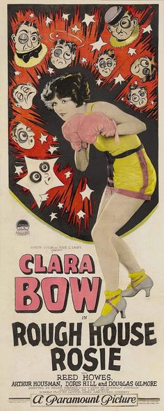 an old movie poster from the 1950's shows a woman with boxing gloves on