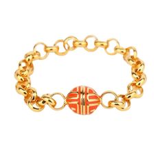 Our Flame Chain bracelet is already a classic. Expertly crafted links are hammered and twisted to form a chain that lays beautifully on your wrist. Then, we finish this beauty with our chop logo on an enamel magnetic closure for ease and simplicity. In vibrant “flame” orange, it is a must for the fashionista’s jewelry wardrobe. Handcrafted in Jaipur, India exclusively for BuDhaGirl. One size. Mindful Glamour Ritual: Pause. Breathe. Place your Flame bracelet on your wrist while thinking of the fi Glamour Ritual, Flame Bracelet, Jewelry Wardrobe, S Jewelry, Jaipur India, Magnetic Clasp, Magnetic Closure, Jaipur, Chain Bracelet