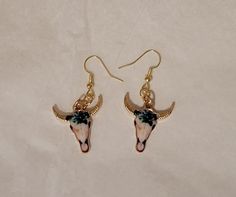 I made these cute bull earrings. Bull Earrings, Bull Skull, Bull Skulls, Western Boho, Country Western, Earrings Handmade, Jewelry Earrings Dangle, Pin Up, Dangle Drop Earrings