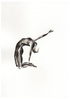 a drawing of a person doing a handstand in the air with their arms stretched out