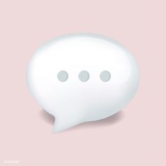 a white speech bubble on a pink background with three dots in the middle and two circles at the bottom