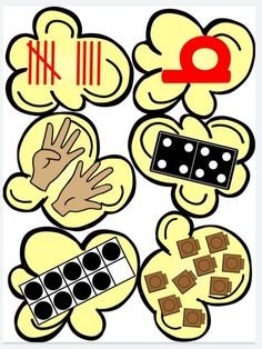 a bunch of different items that are in the shape of hearts and hands with numbers on them