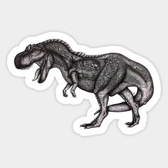 a black and white drawing of a dinosaur