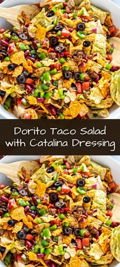 two pictures showing different types of nacho salad