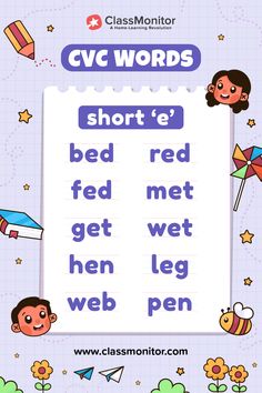 the cvc words short't worksheet is shown in blue and white