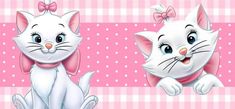 two white cats with pink bows on their heads