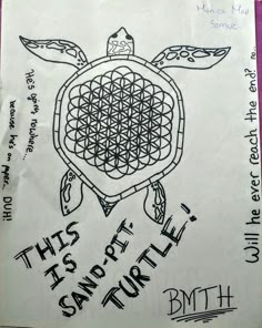 a drawing of a turtle with the words this is not a sand dollar