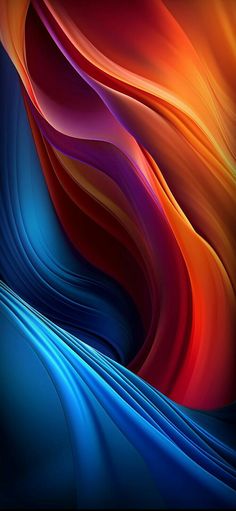 an abstract colorful background with wavy lines and curves in blue, red, orange and yellow