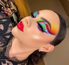 Full Color Makeup, Fire Makeup, Redhead Makeup, Beginners Eye Makeup, Neon Makeup, Prom Makeup Looks