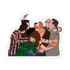 a group of people hugging each other sticker