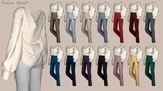 an image of women's leggings with different colors and sizes on them