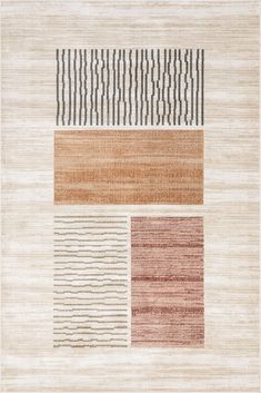 an area rug with different colors and patterns on it, including beiges and browns