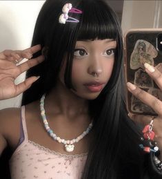 Black Gyaru Makeup, Black Gyaru Pfp, Kawaii Makeup Looks, Black Asian Girl, Black Kawaii Girl, Cutecore Makeup, Black Ulzzang, Black Gyaru, Makeup Kawaii