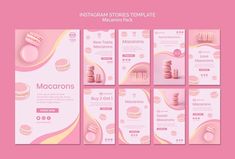 pink instagram stories templates with macarons