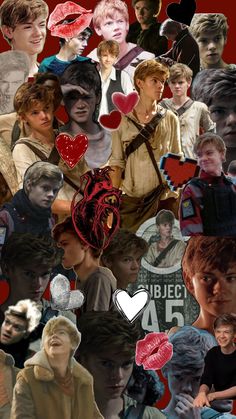 the collage shows many different people with hearts on them