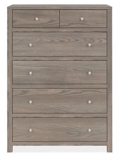 the chest of drawers is made from wood and has five drawers, one with four knobs on each side