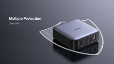 an image of a portable charger with the words multiple protection on it's side