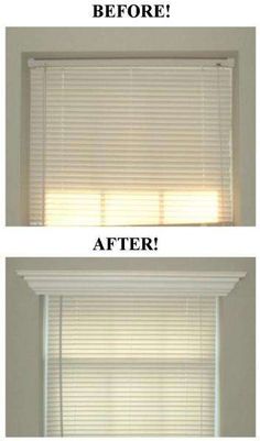 the before and after shots of a window with blind shades on it, showing how much light comes in