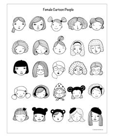 the female cartoon people are drawn in black and white