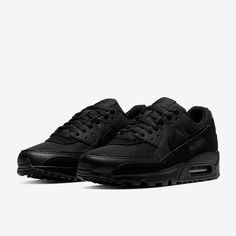 A timeless classic returns with the Nike Womens Air Max 90 shoe, bringing you the best of that retro 90s style with the advantage of modern comforts for a stylish, comfortable fit thatll make you stand out from the crowd. The Nike Womens Air Max 90 in Black and White is the return of a fanfavourite design, with a lowtop style for a streamline silhouette. The stitched overlays and TPU accents will give you that familiar 90s look, while the Air Max unit and foam midsole offers lightweight cushioni Nike Air Max 90 Women Outfit, Womens Air Max 90, Air Max Outfit, Nike Air Max 90 Black, Nike Air Max Black, Black Sports Shoes, Nike Air Max 90s, Air Max 90 Black, Black Nike Air Max