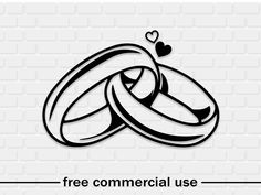 two intertwined rings with hearts on the top and text free commercial use in this image