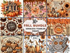 the fall bundle includes pumpkins, leaves and other autumn themed items to make it look like