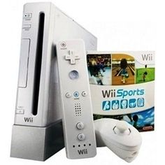 the wii sports system is next to its box