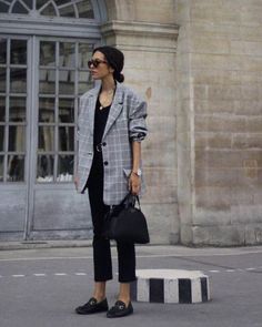 Oversize Blazer Outfit, Plaid Blazer Outfit, Blazer Street Style, Look Jean, Casual Chique, Blazer Outfit, Power Dressing, Checked Blazer