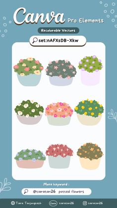 an image of flowers in potted plants with the text canva pro elements on it