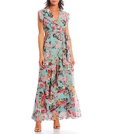 Shop for Eliza J Floral Faux Wrap Tie Waist Cap Sleeve Surplice V-Neck Ruffle Front Maxi Dress at Dillard's. Visit Dillard's to find clothing, accessories, shoes, cosmetics & more. The Style of Your Life. Dresses To Wear To A Wedding Summer, Rustic Wedding Guest Attire, Spring Wedding Outfits For Guest, Mother Of The Bride Dresses Summer, Beach Wedding Mother Of The Bride Dress, What To Wear To A Beach Wedding, Formal Beach Wedding Attire Guest, Dresses To Wear To A Wedding As A Guest, June Wedding Guest Dress