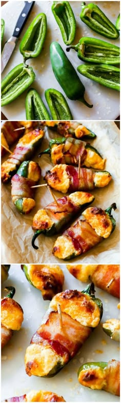 the process of making skewered vegetables with bacon and jalapeno peppers