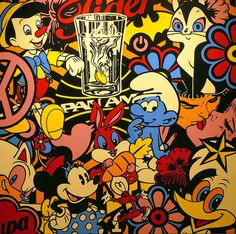 an image of a painting with cartoon characters on it