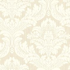 a beige and white wallpaper with an ornate design