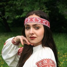 Handmade Woven Slavic Headband with traditional ornament "ducks" looking to each other, as a symbol of love. This headband was made for women, perfect for some Slavic festivals, and Slavic weddings. I make the next SIZE of the headband, which usually fits everybody (except for kids): 50 cm (19.7'') of woven part and about 25 cm (9.8'') for each tie. Its width is 4.5 cm (1 13/16''). This headband is woven of cotton threads, and ties without a knot, very easy and comfortable, see the pictures atta Slavic Pattern, Traditional Ornaments, Headband Men, Rope Belt, Cotton Headband, Hair Ribbon, Woven Belt, Seed Bead Bracelets, Turbans