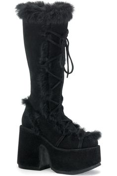 CAMEL-311 Black Vegan Leather Knee Boot-Knee Boots-Demonia-Black-10-Vegan Leather-SEXYSHOES.COM Hologram Shoes, Demonia Boots, Alternative Shoes, Demonia Shoes, Attitude Clothing, Dr Shoes, Leather Knee Boots, Suede Boots Knee High