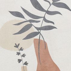 a painting of a hand holding a plant