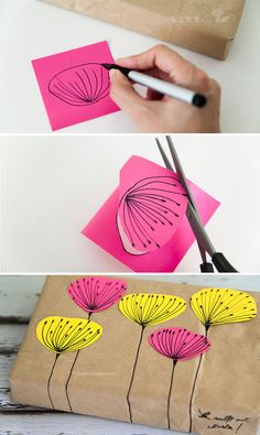 handmade gift wrapping paper with flowers on it