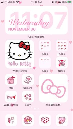 the hello kitty theme is shown in pink