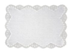 a white place mat with lace on it