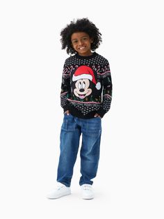 Complete your family Christmas look with this Officially Licensed Disney Matching Outfit Set, perfect for holiday style and memories. * Product features: Matching family Christmas sweaters. * Fabric characteristics: Soft and warm acrylic material. * Piece of product: Set of 3 sweaters (Men's, Women's, and Kid's). * Neckline: Classic crewneck. * Sleeves: Full-length sleeves. * Style: Featuring Mickey and Minnie Mouse Christmas theme. * Fit: Comfortable, true to size fit. * Length: Standard length. Matching Family Christmas Sweaters, Family Christmas Sweaters, Minnie Christmas, Christmas Look, Mickey And Minnie Mouse, Sleeves Style, Matching Outfit