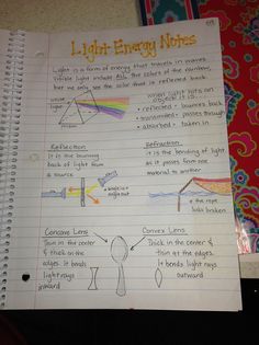 a notebook with an energy notes written on it